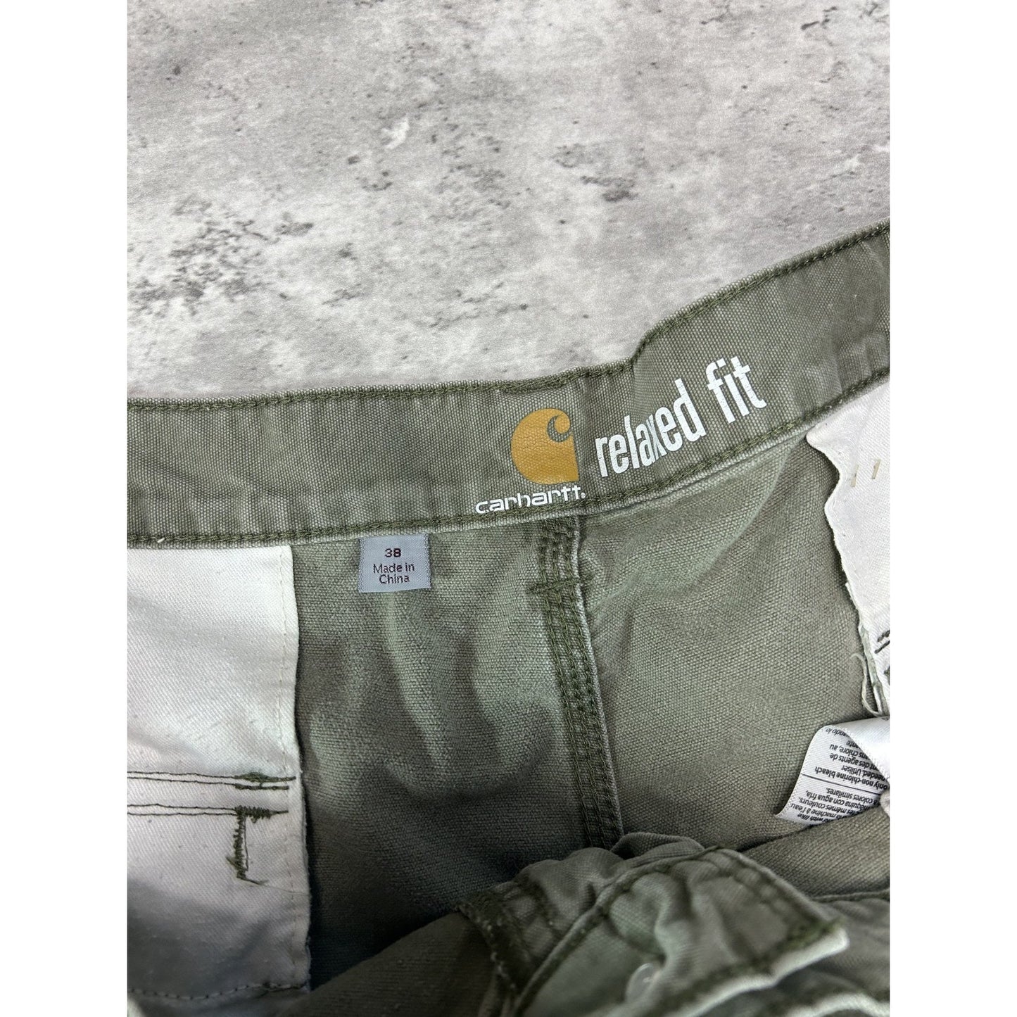 Carhartt Relaxed Fit Canvas Workwear Utility Cargo Shorts Size 39 Green