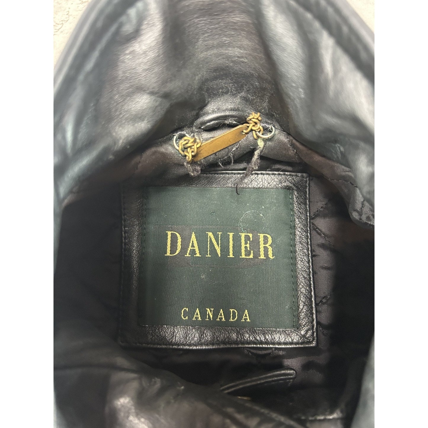 Vintage 90s Danier Full Zip Leather Bomber Jacket Size Small Black