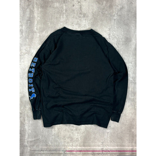 Detroit Lions NFL Spell Out Longsleeve T-Shirt Size XL Black