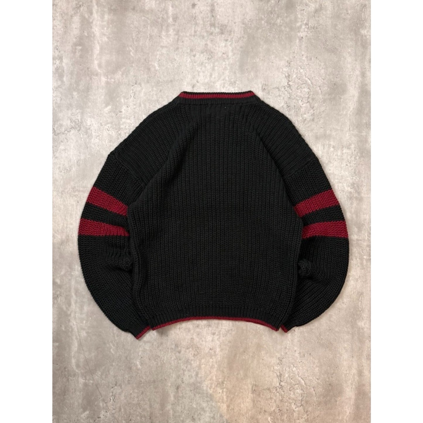 Vintage 90s Striped Sleeve Pullover Ribbed Knit Sweater Size Medium