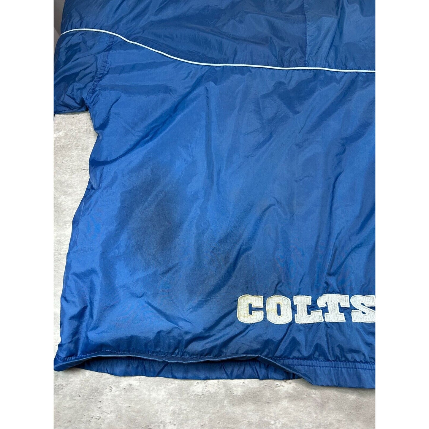Vintage Indianapolis Colts NFL Fleece Lined Nylon Hooded Football Jacket Size XL