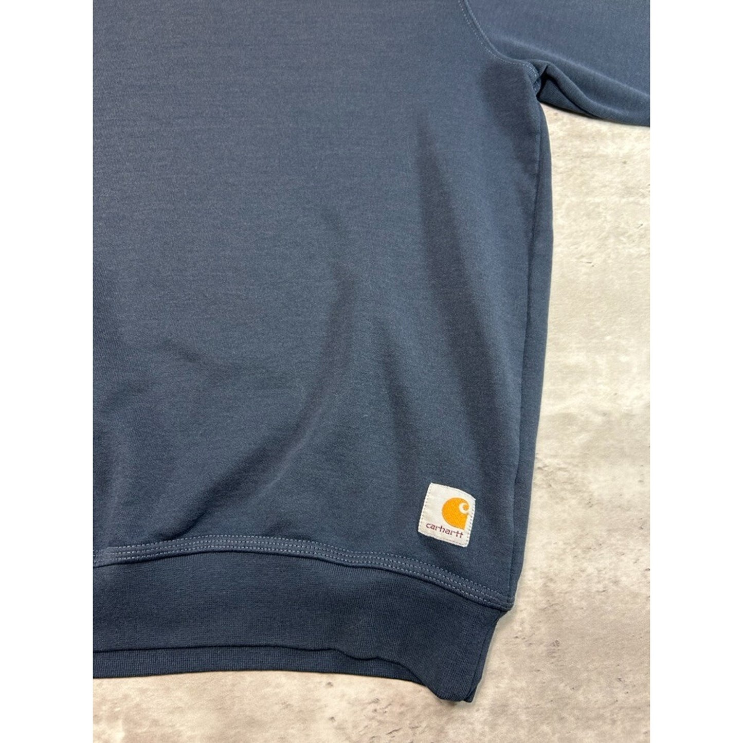 Vintage Carhartt Embroidered Patch Pullover Crewneck Sweatshirt Size Large Blue