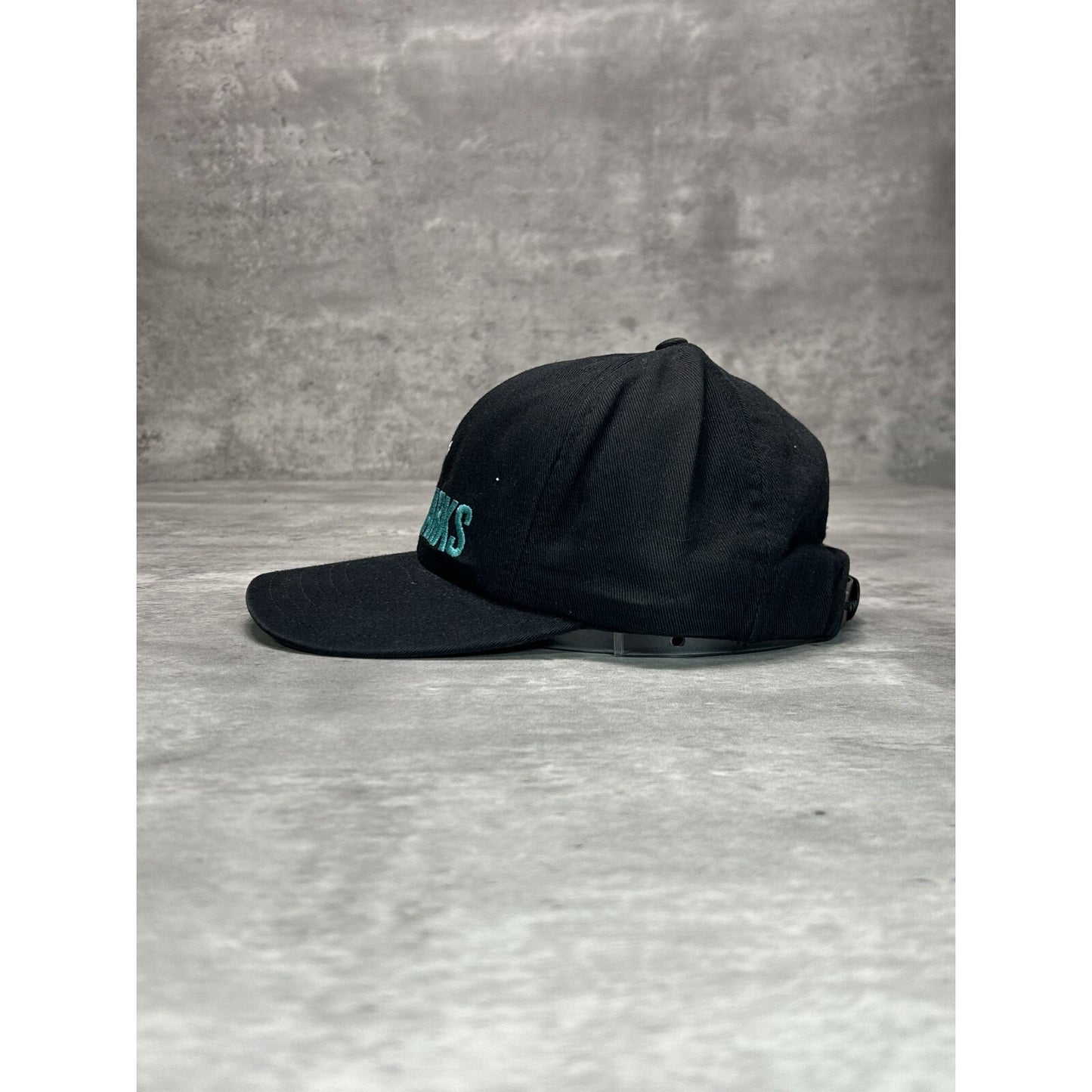 Vintage 90s San Jose Sharks NHL Embroidered Spellout Snapback Hat OSFA
