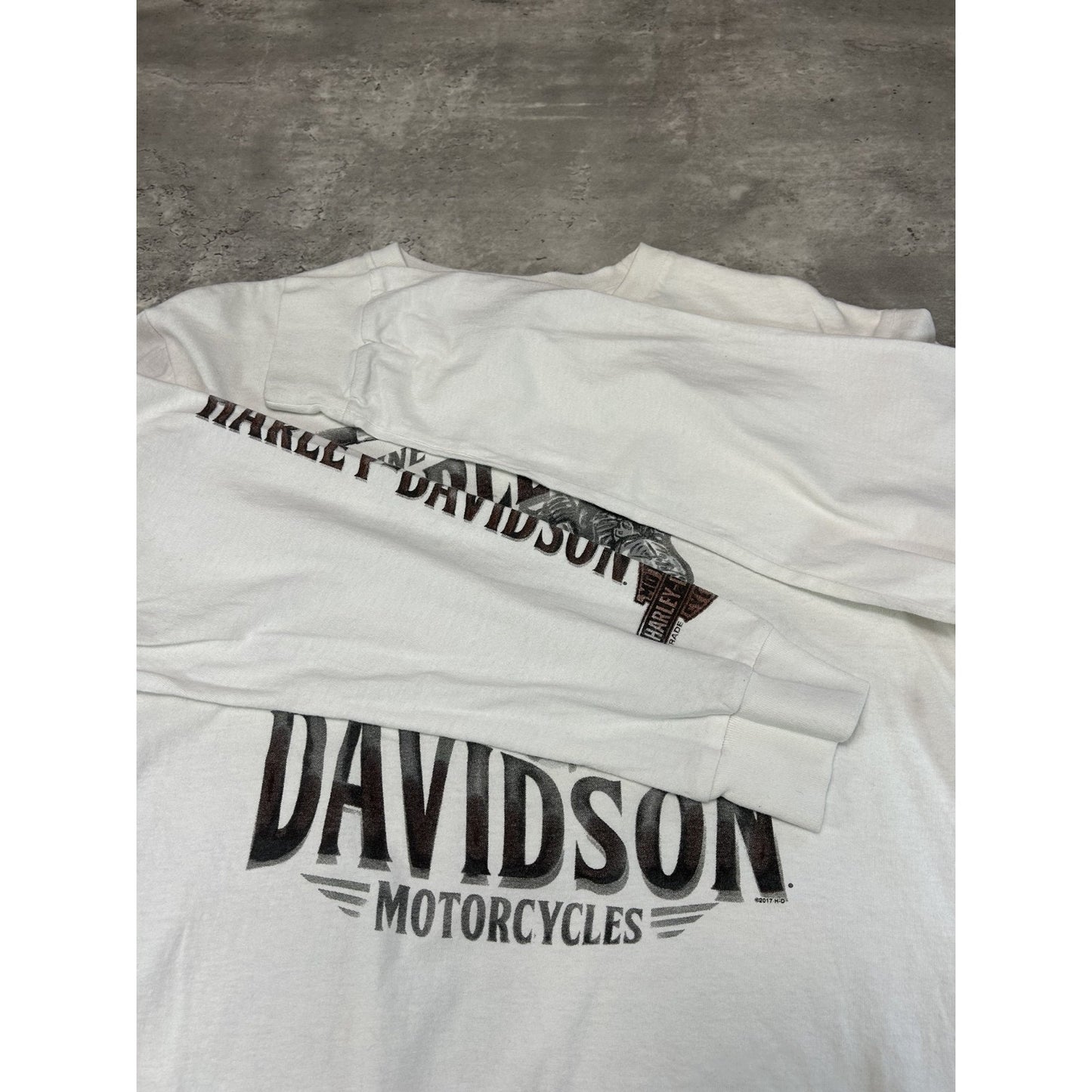 Vintage Harley Davidson Motorcycles Graphic Spellout Long Sleeve T-Shirt Large