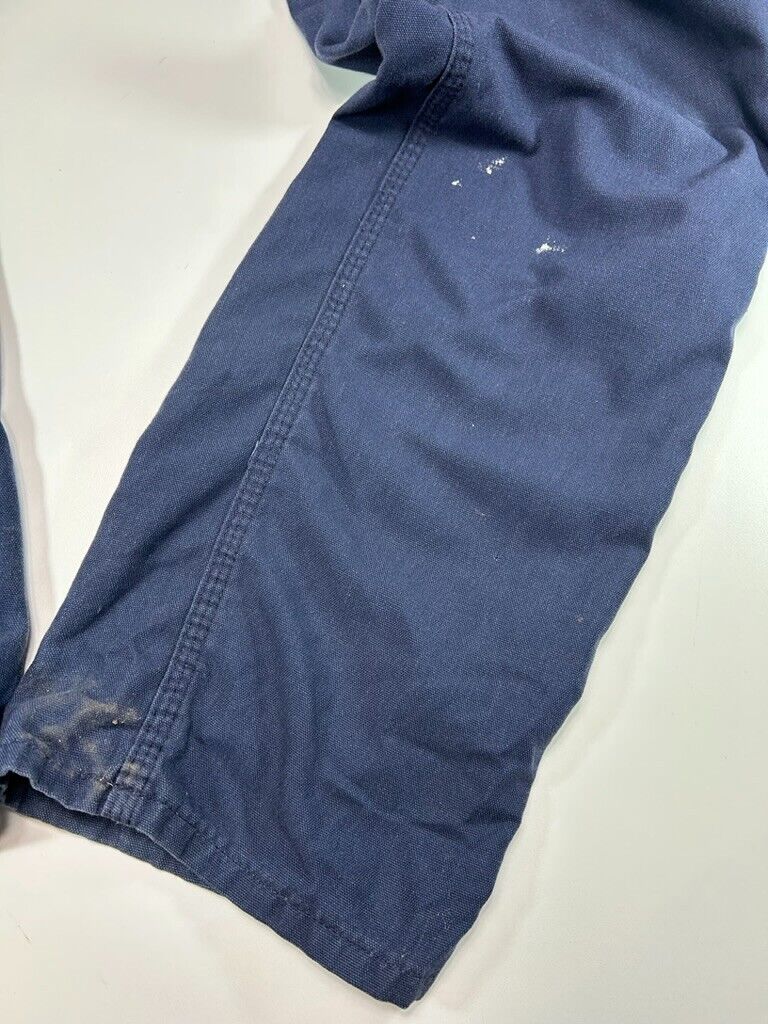 Vintage Carhartt Dungaree Fit Canvas Work Wear Carpenter Pants Size 35W Blue