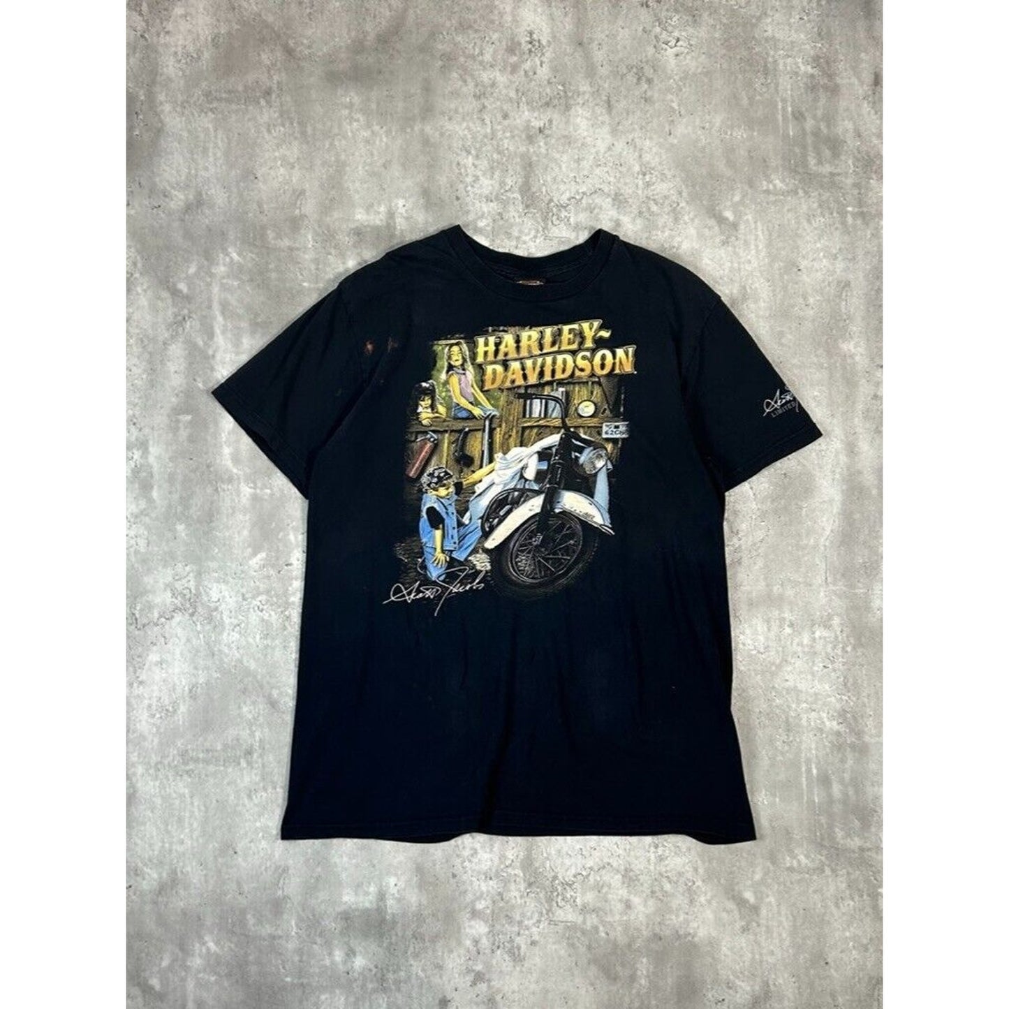 Harley Davidson Motorcycles Scott Jacobs Graphic T-Shirt Size Large Black