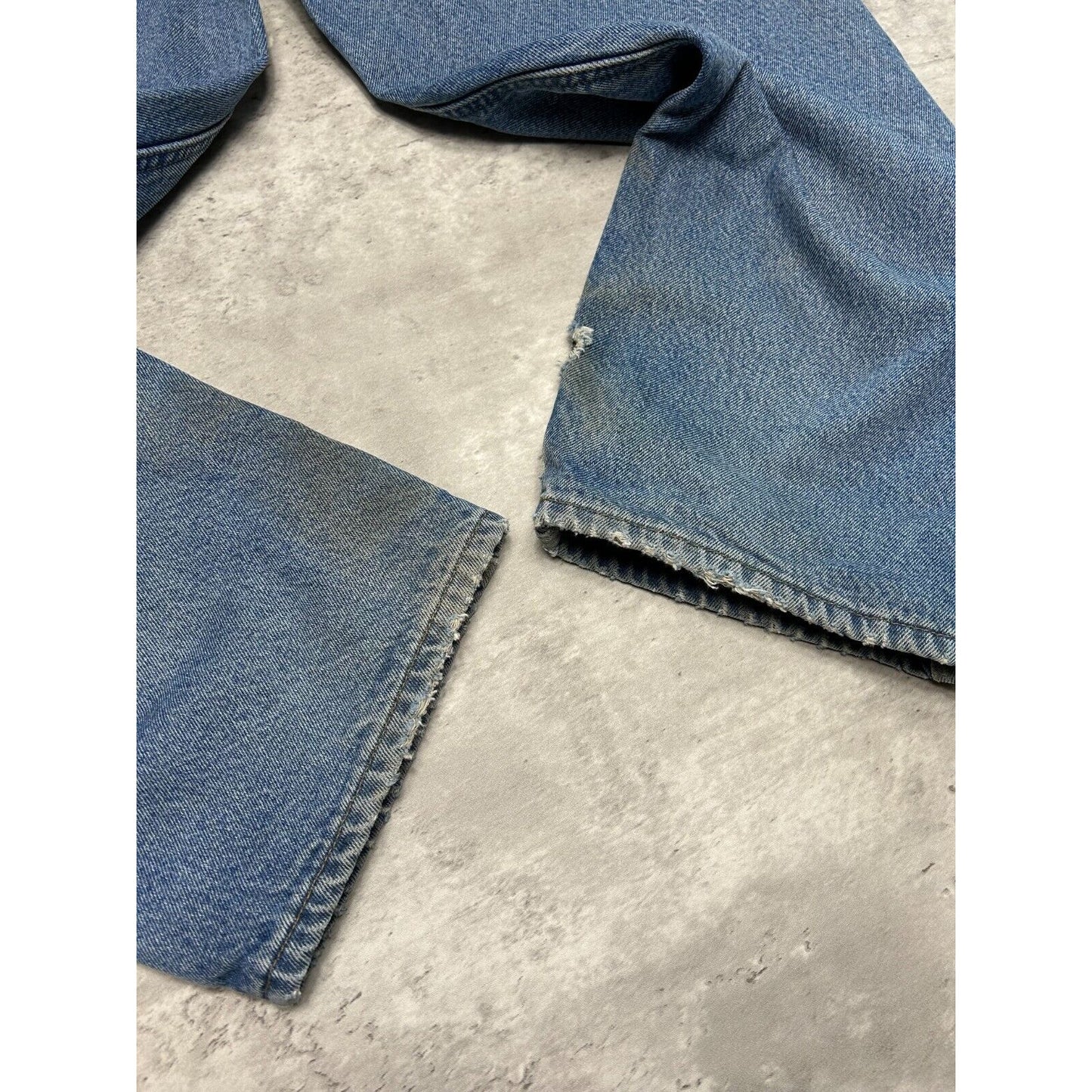 Carhartt Plaid Lined Medium Wash Denim Workwear Pants Size 37