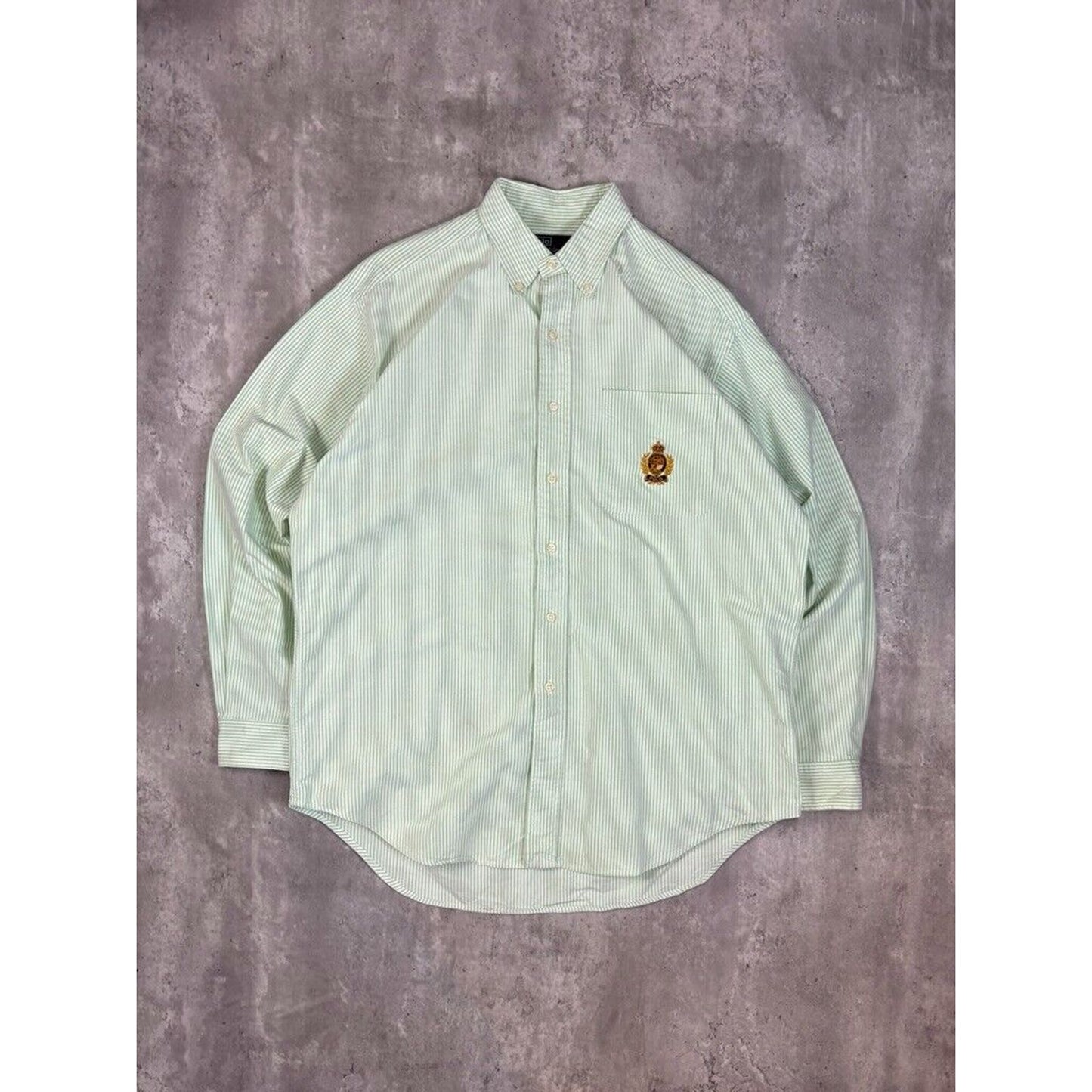 Vintage Polo Ralph Lauren Embroidered Crest Long Sleeve Button Up Shirt Size Large