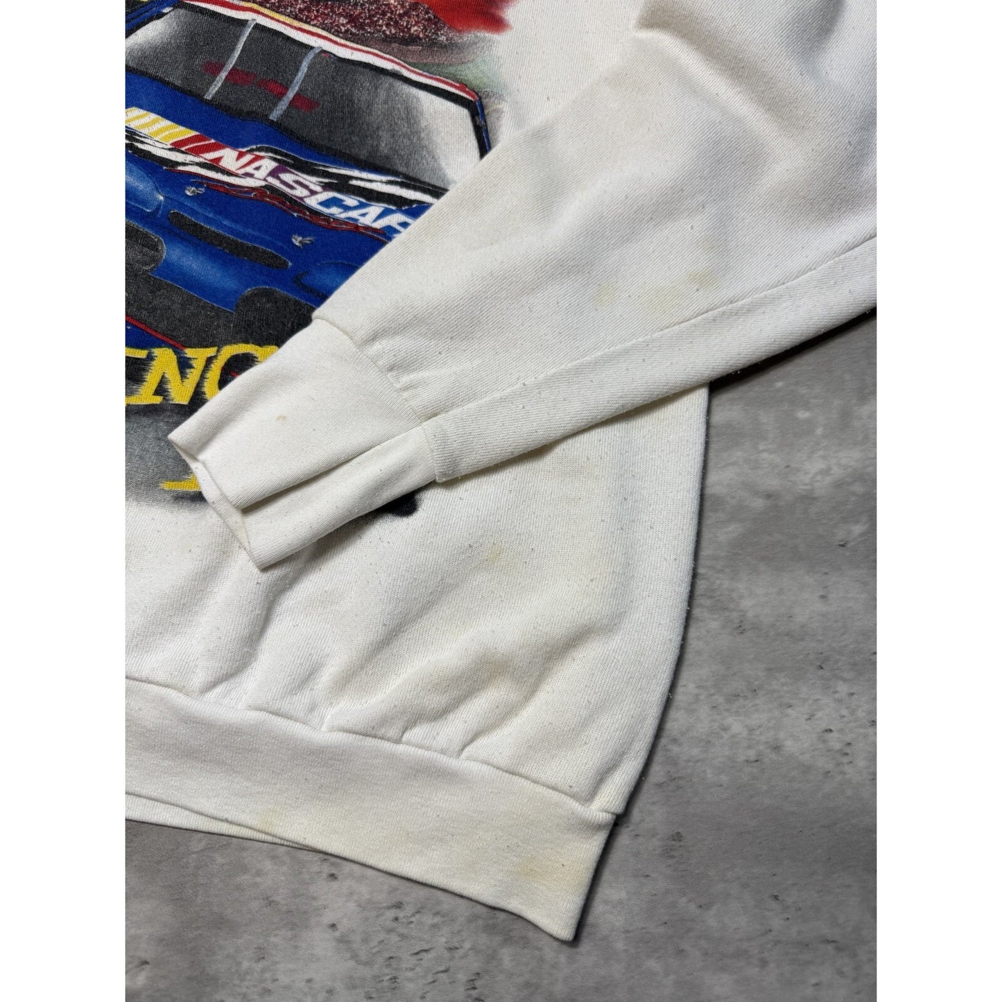 Vintage 1998 Nascar Rolling On Tour Big Graphic Sweatshirt Size XL White