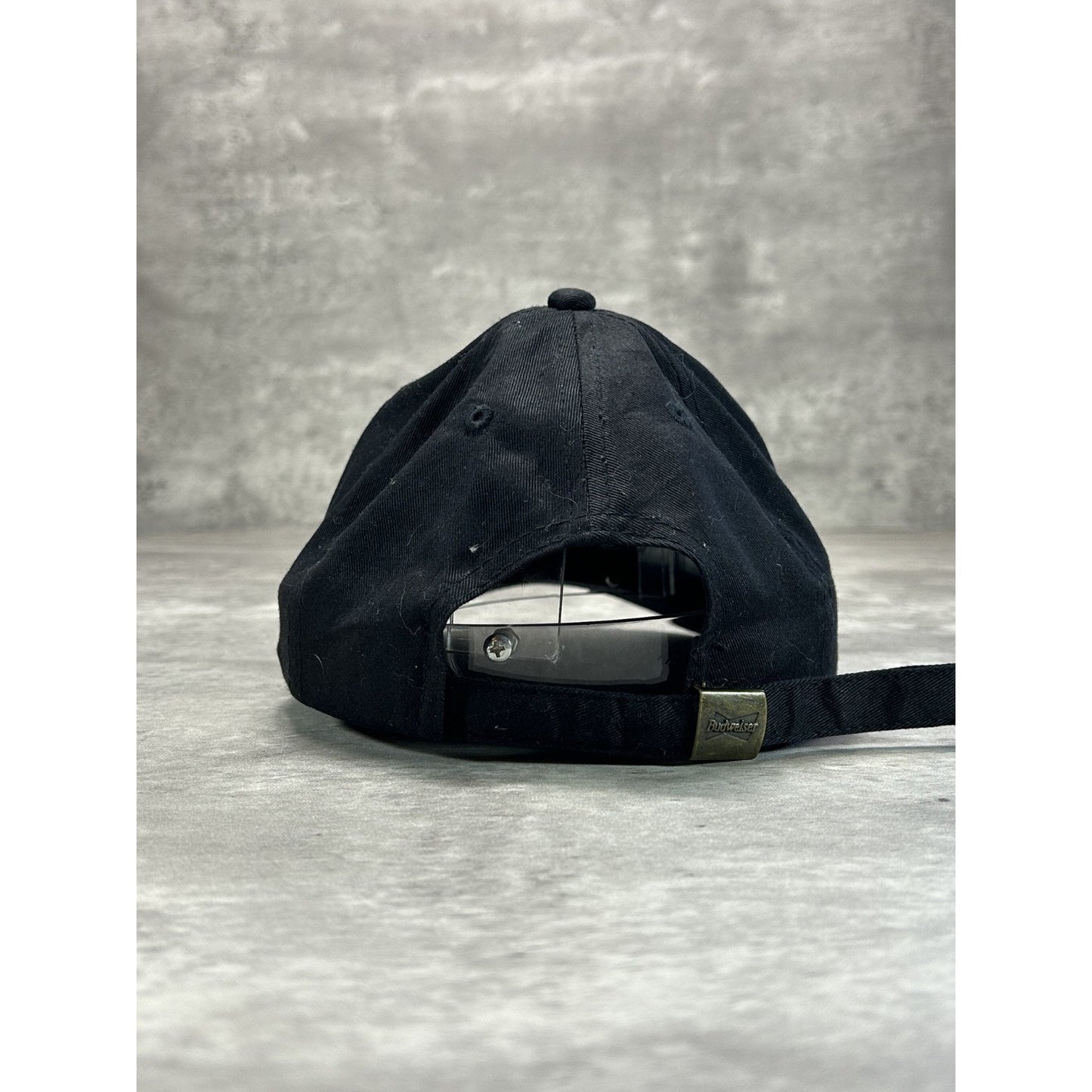 Vintage Budweiser Racing Embroidered Spellout Nascar Strapback Hat OSFA Black