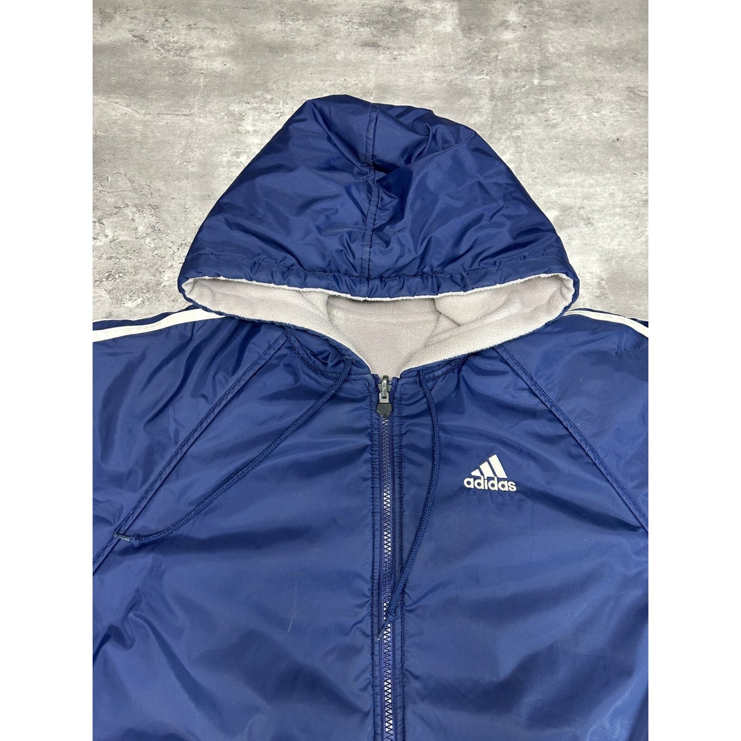Vintage 90s Adidas Embroidered Logo Nylon Reversible Hooded Jacket Size Medium