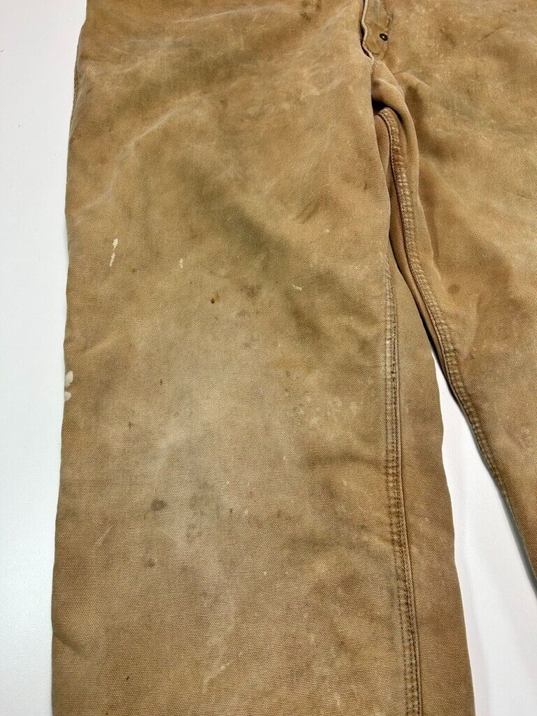 Vintage 90s Carhartt Quilted Lined Canvas Workwear Pants Size 35 Made In USA