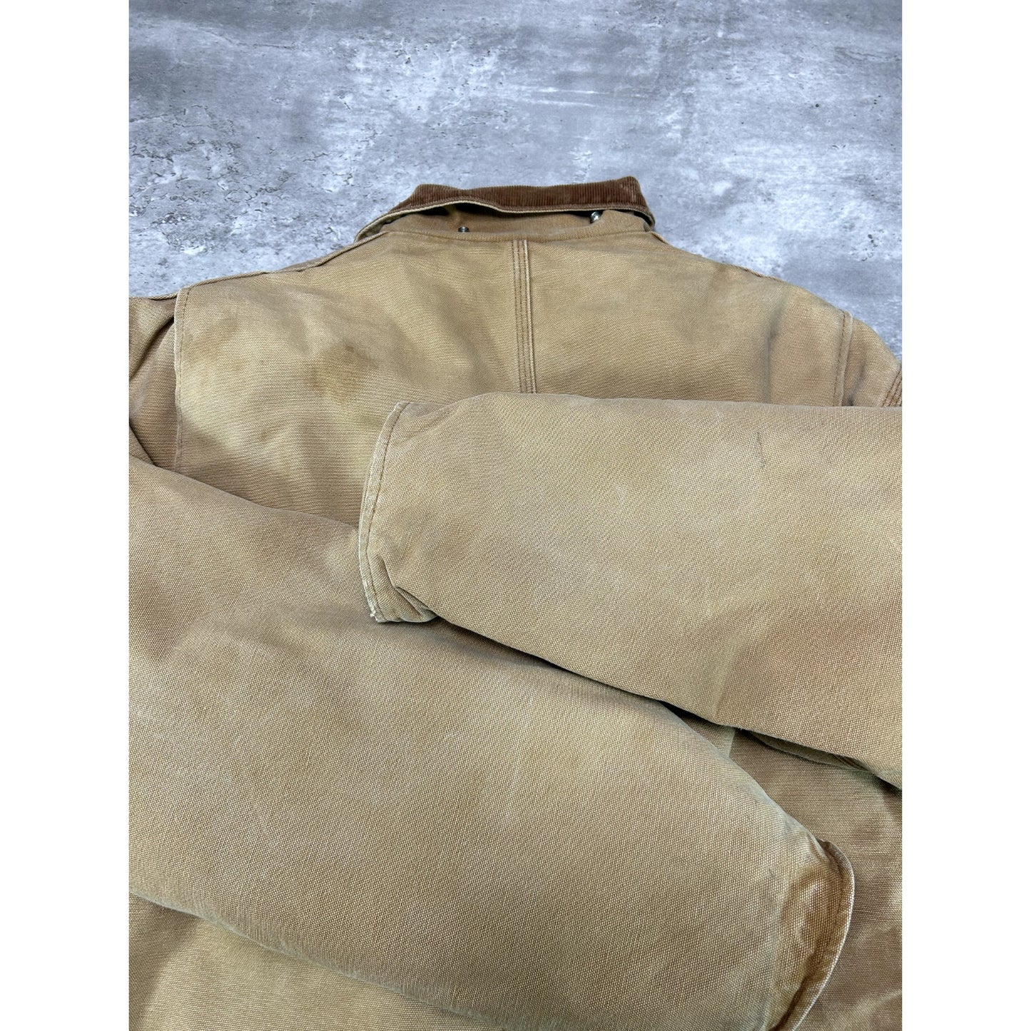 Vintage Carhartt Quilted Lined Canvas Work Wear Arctic Jacket Size XL Beige