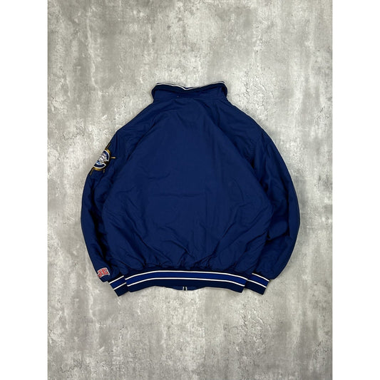 Vintage 90s Columbus Clippers MiLB Stitched Baseball Bomber Jacket Size Large