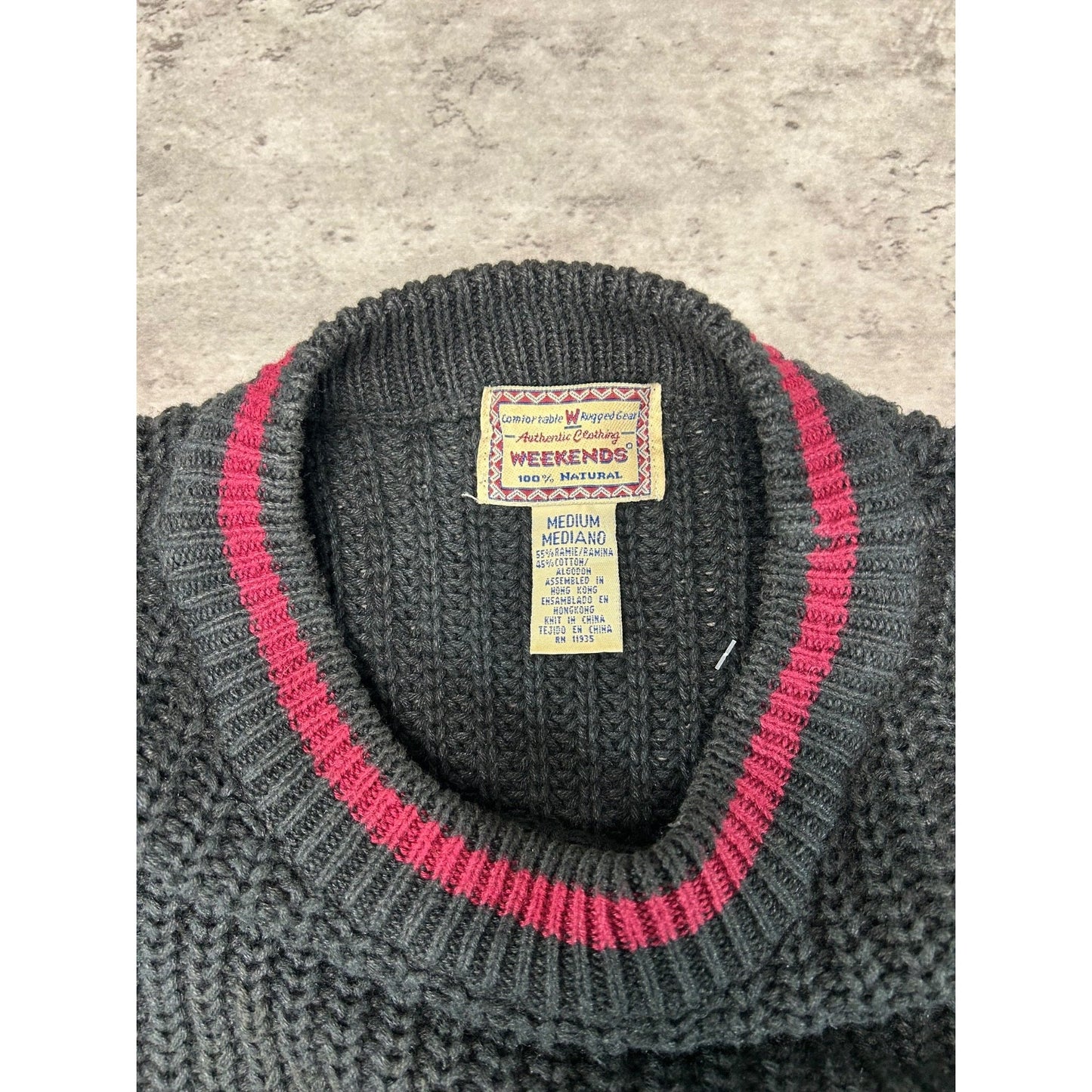 Vintage 90s Striped Sleeve Pullover Ribbed Knit Sweater Size Medium