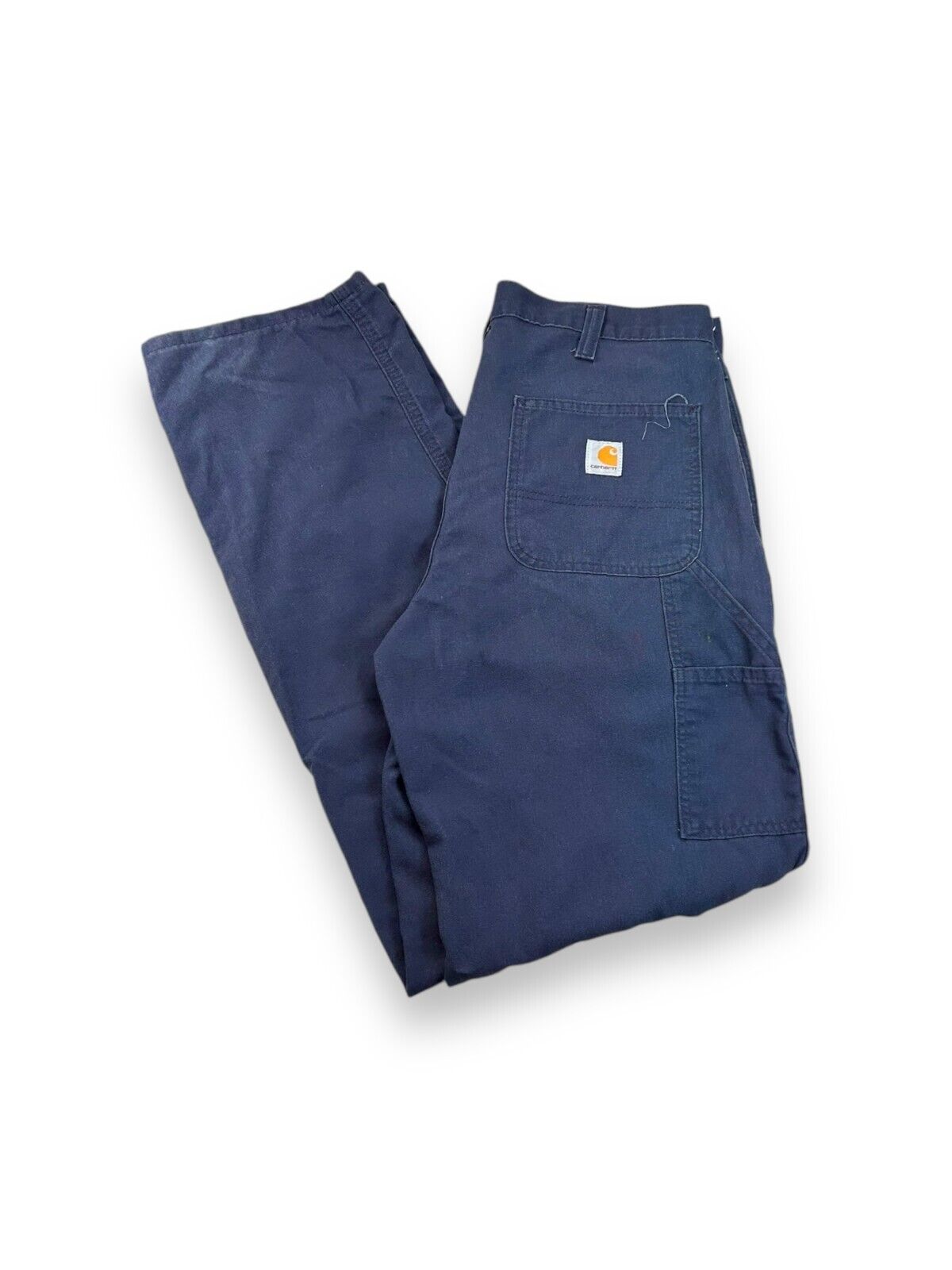 Vintage Carhartt Dungaree Fit Canvas Work Wear Carpenter Pants Size 35W Blue