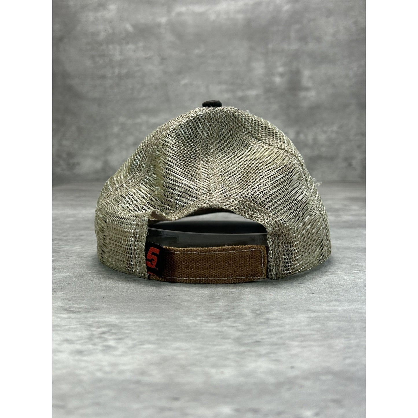 Vintage Snap On Embroidered Spellout Trucker Strapback Hat OSFA Brown/Beige