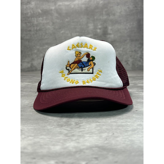 Vintage 90s Caesars Pocono Resort Destination Graphic Trucker Snapback Hat OSFA
