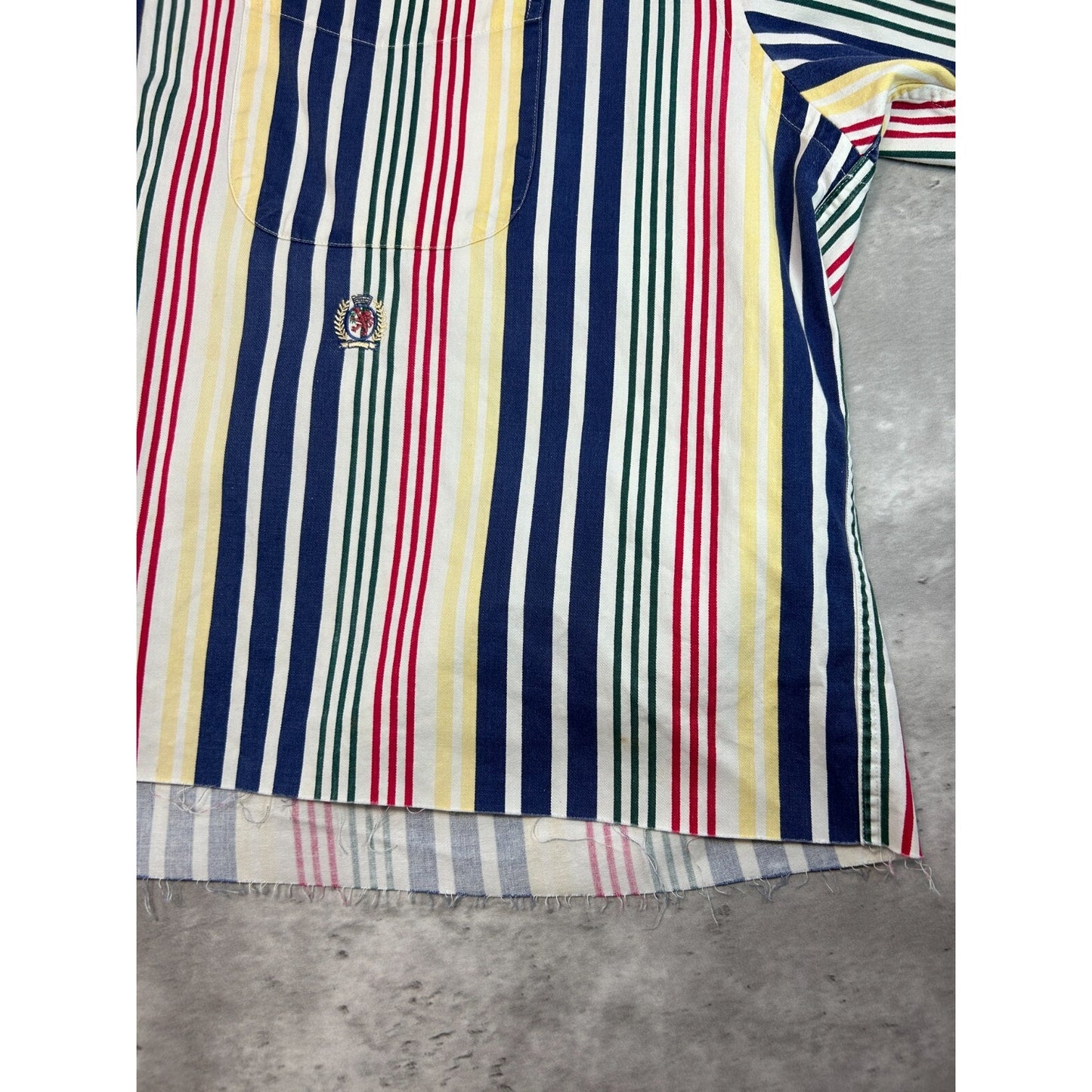 Vintage 90s Tommy Hilfiger Striped Cropped Button Up Shirt Size XL