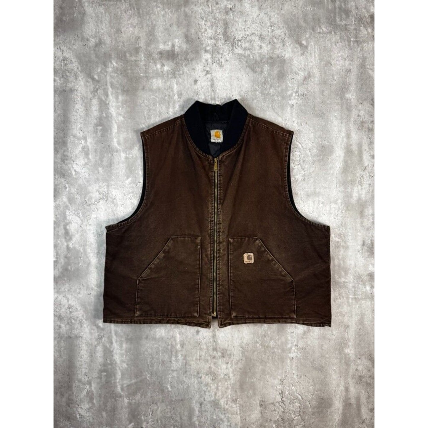 Vintage Carhartt Quilted Lined Canvas Workwear Vest Size XXL Brown