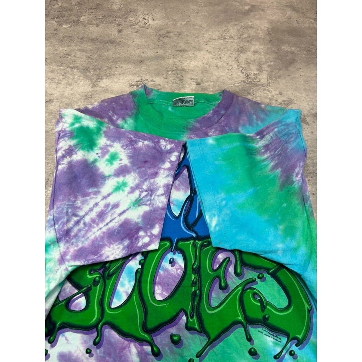 Vintage 1991 Moody Blues Tye Dye Graffiti Spellout Rock Music T-Shirt Size XL