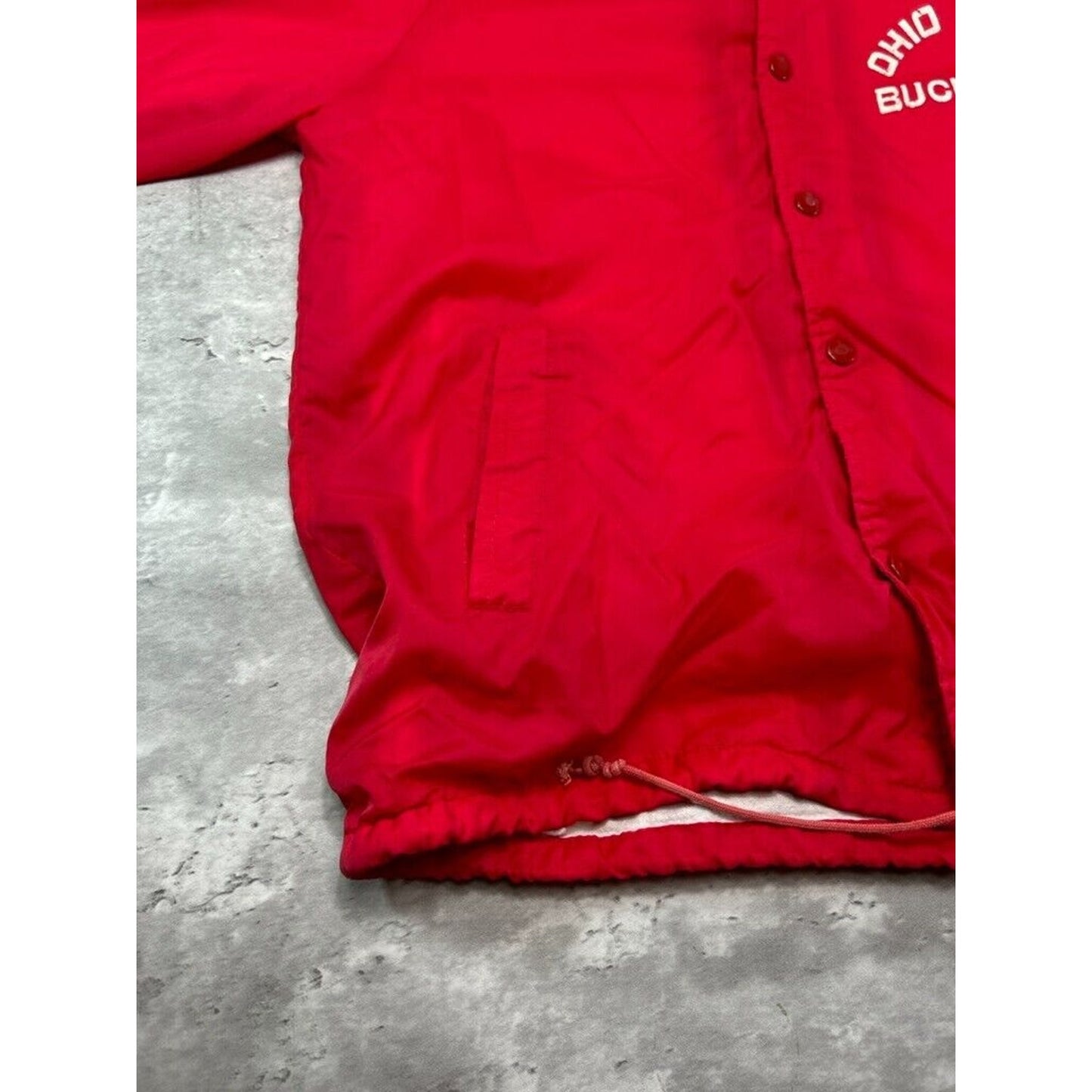 Vintage 80s Ohio State Buckeyes NCAA Nylon Coaches Jacket Size Medium Red