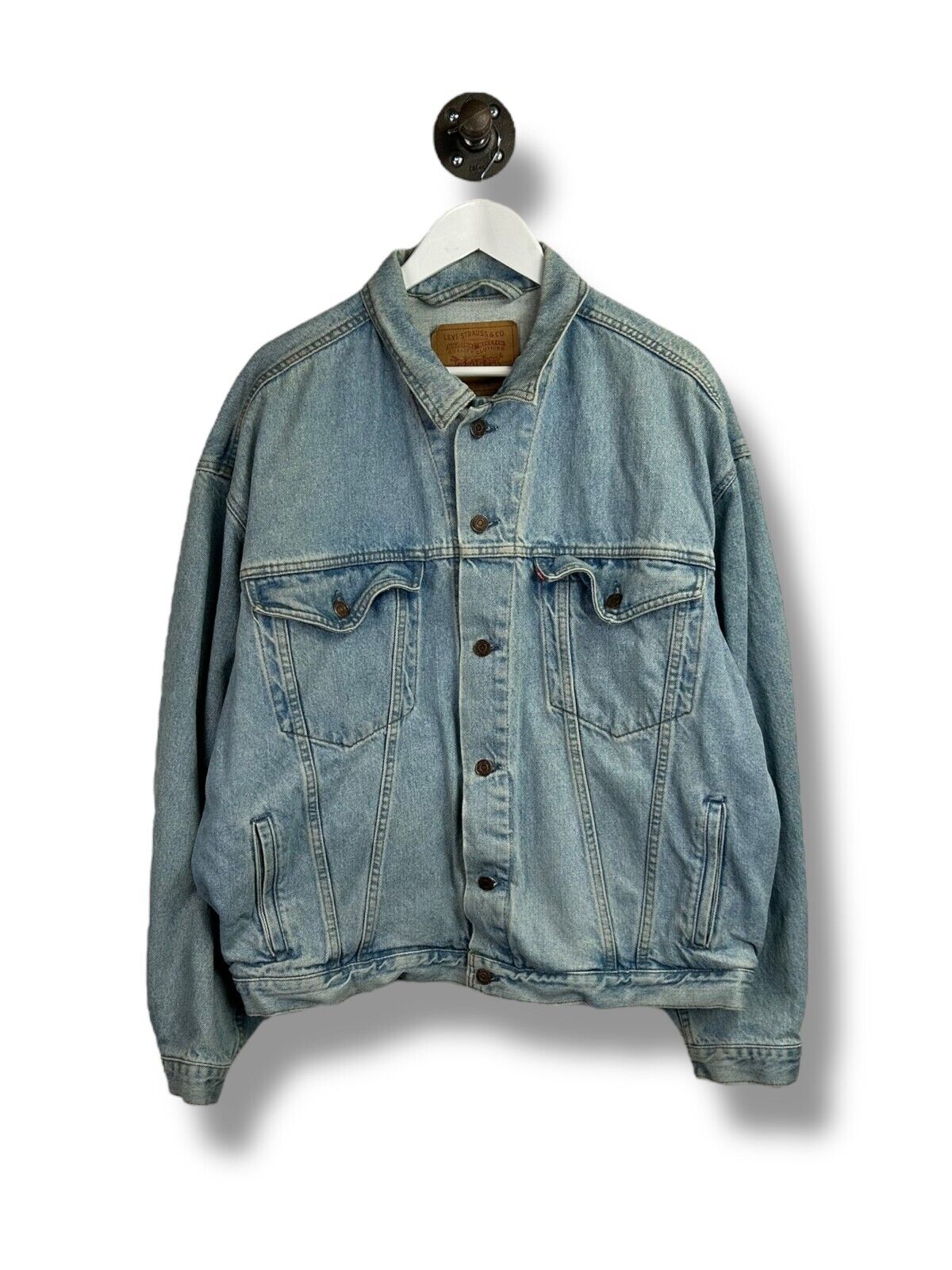 Vintage 90s Levis Red Tab Light Wash Denim Type 3 Trucker Jacket Size XL