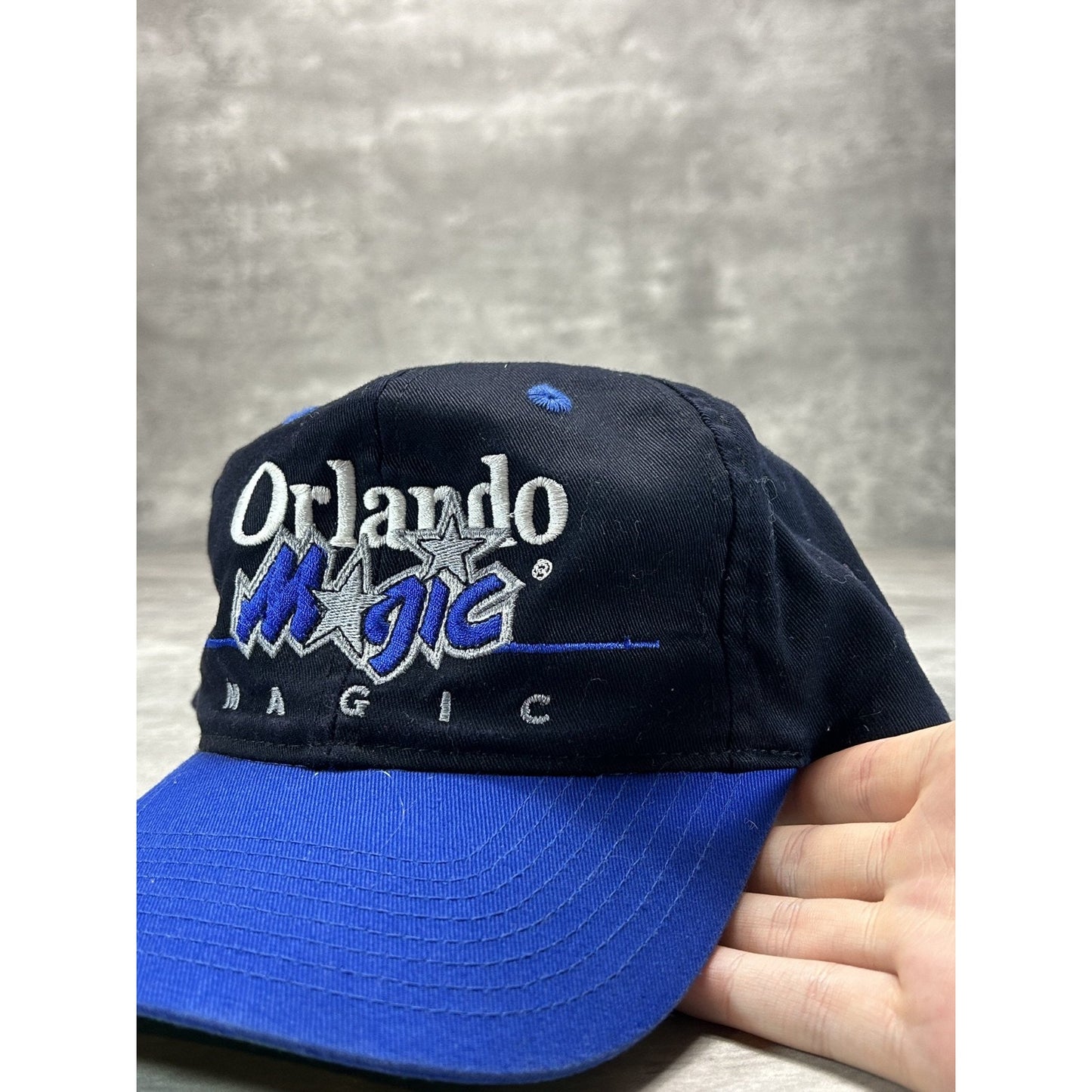 Vintage 90s Orlando Magic NBA Embroidered Spellout Basketball Snapback Hat OSFA