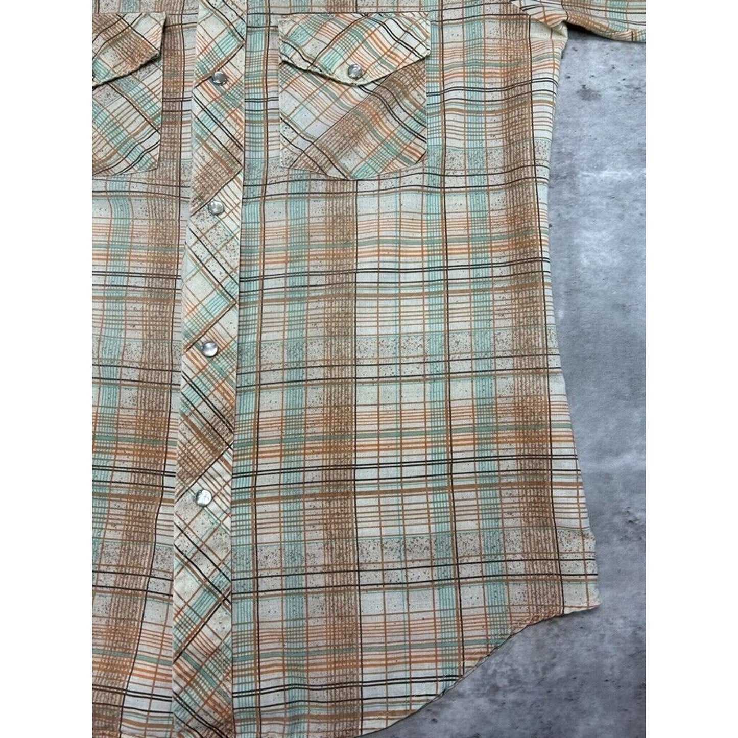 Vintage 1970s Sears Western Wear Pearl Snap Short Sleeve Button Up Shirt Medium