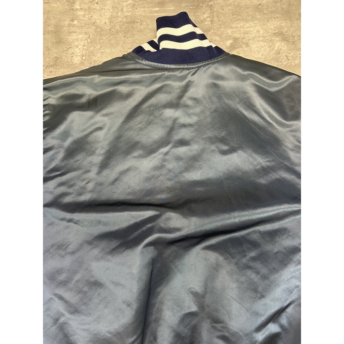 Vintage 90s New York Yankees MLB Embroidered Spellout Satin Bomber Jacket Sz XXL