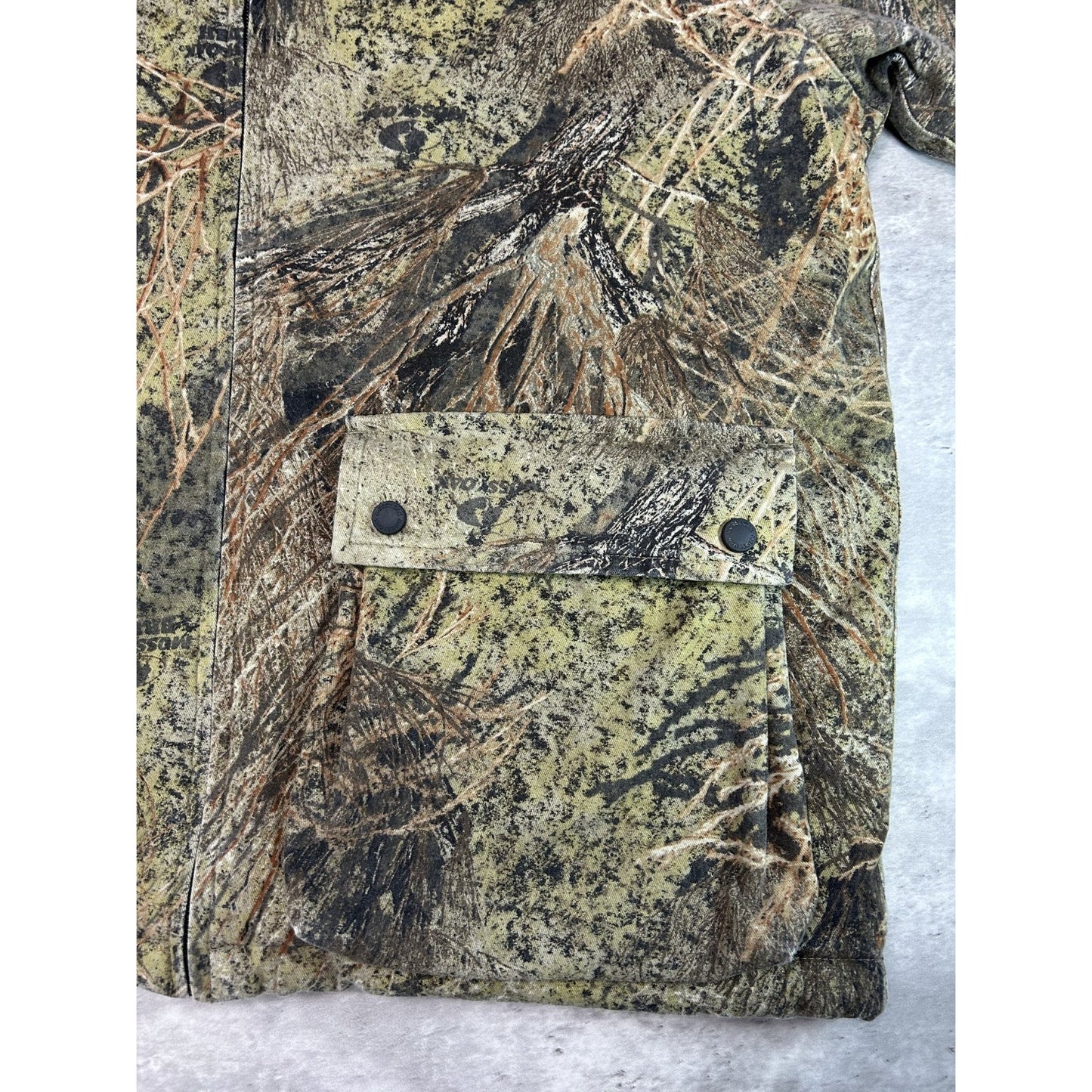 Vintage Mossy Oak Brush Tree Camo Full Zip Hooded Hunting Jacket Size Medium