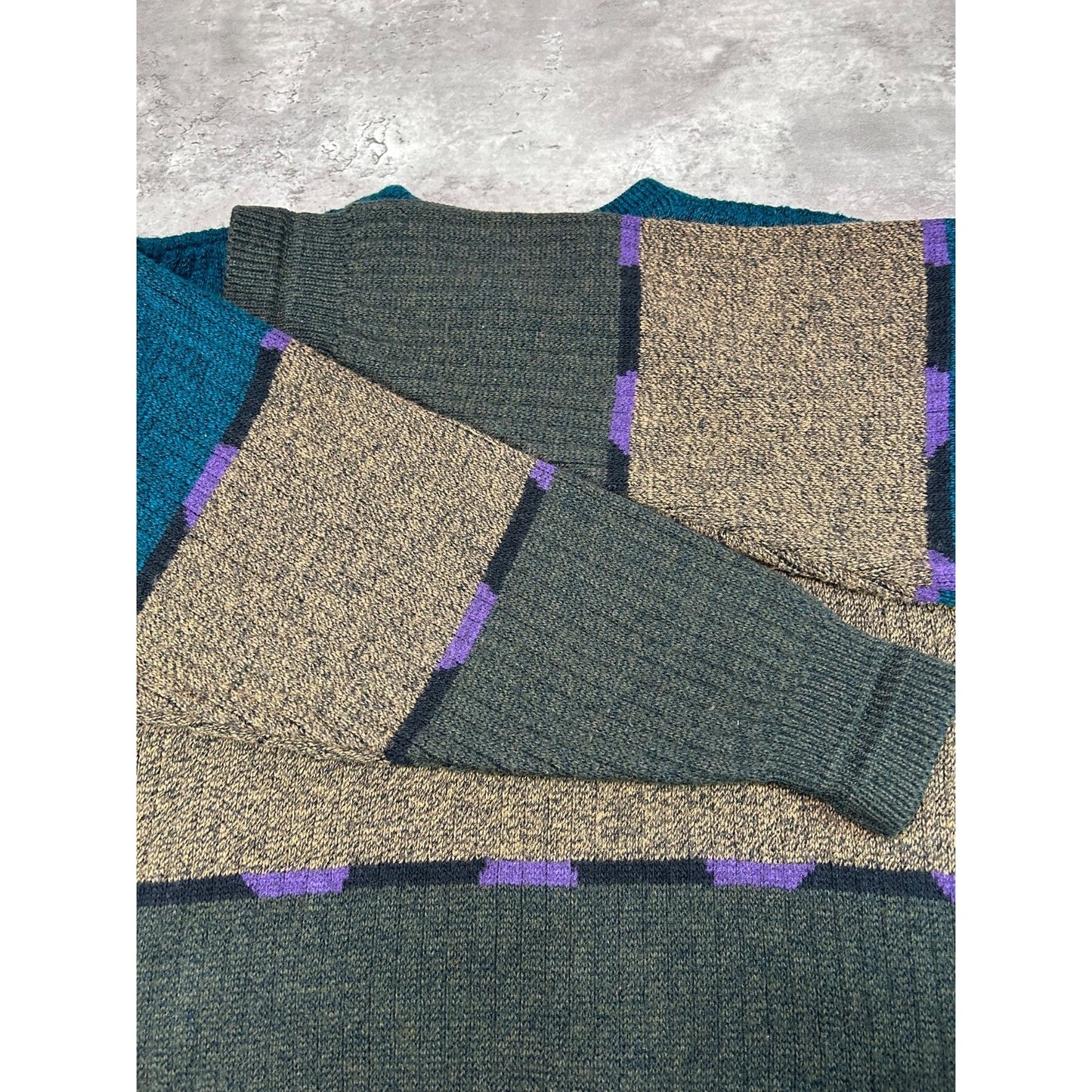 Vintage 90s Jantzen Abstract Print Striped Pullover Knit Sweater Size Medium