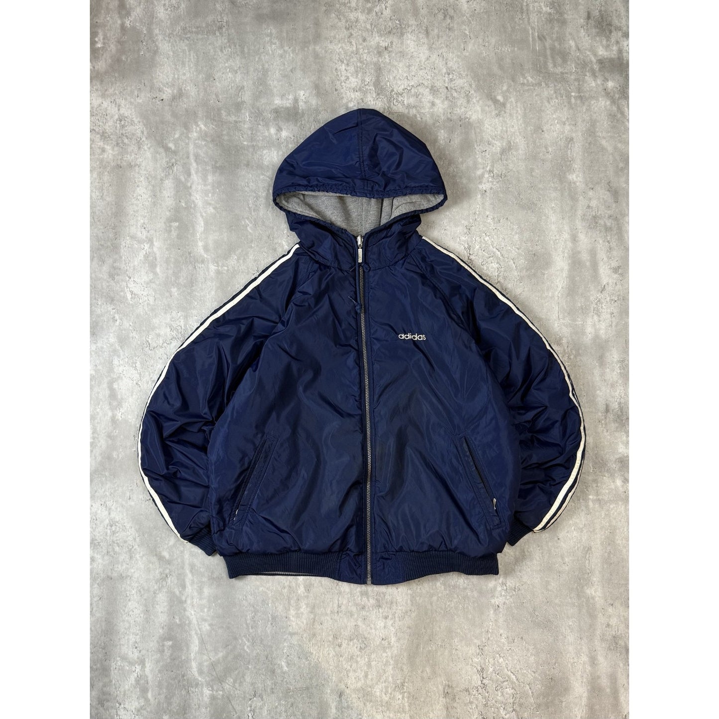 Vintage 90s Adidas Insulated Full Zip Hooded Reversible Jacket Size Large