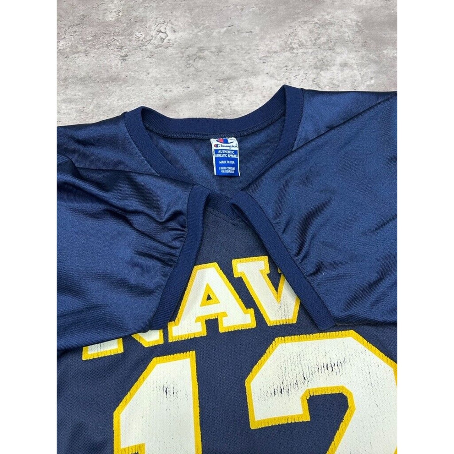 Vintage 1990s US Navy Collegiate Champion Football Jersey Size Medium Blue