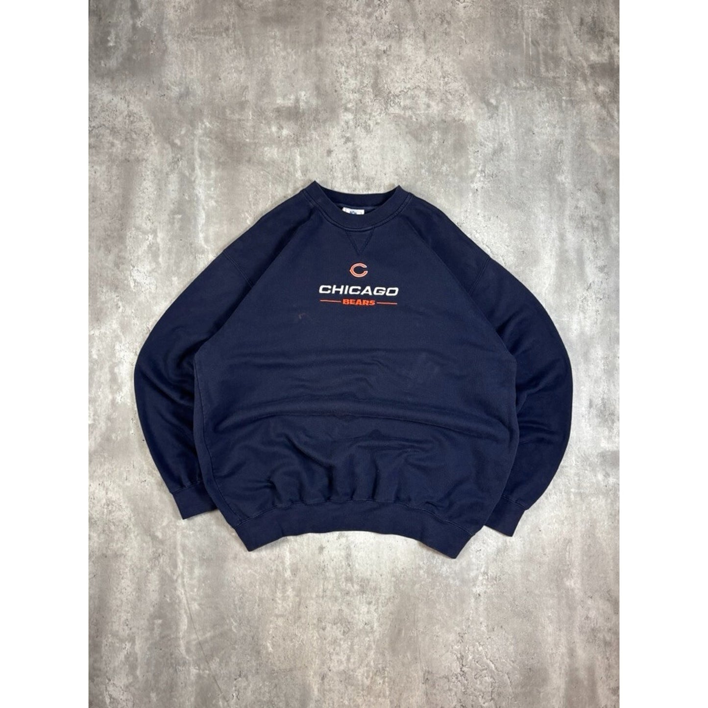 Vintage Chicago Bears NFL Embroidered Spellout Football Sweatshirt Size XL Blue