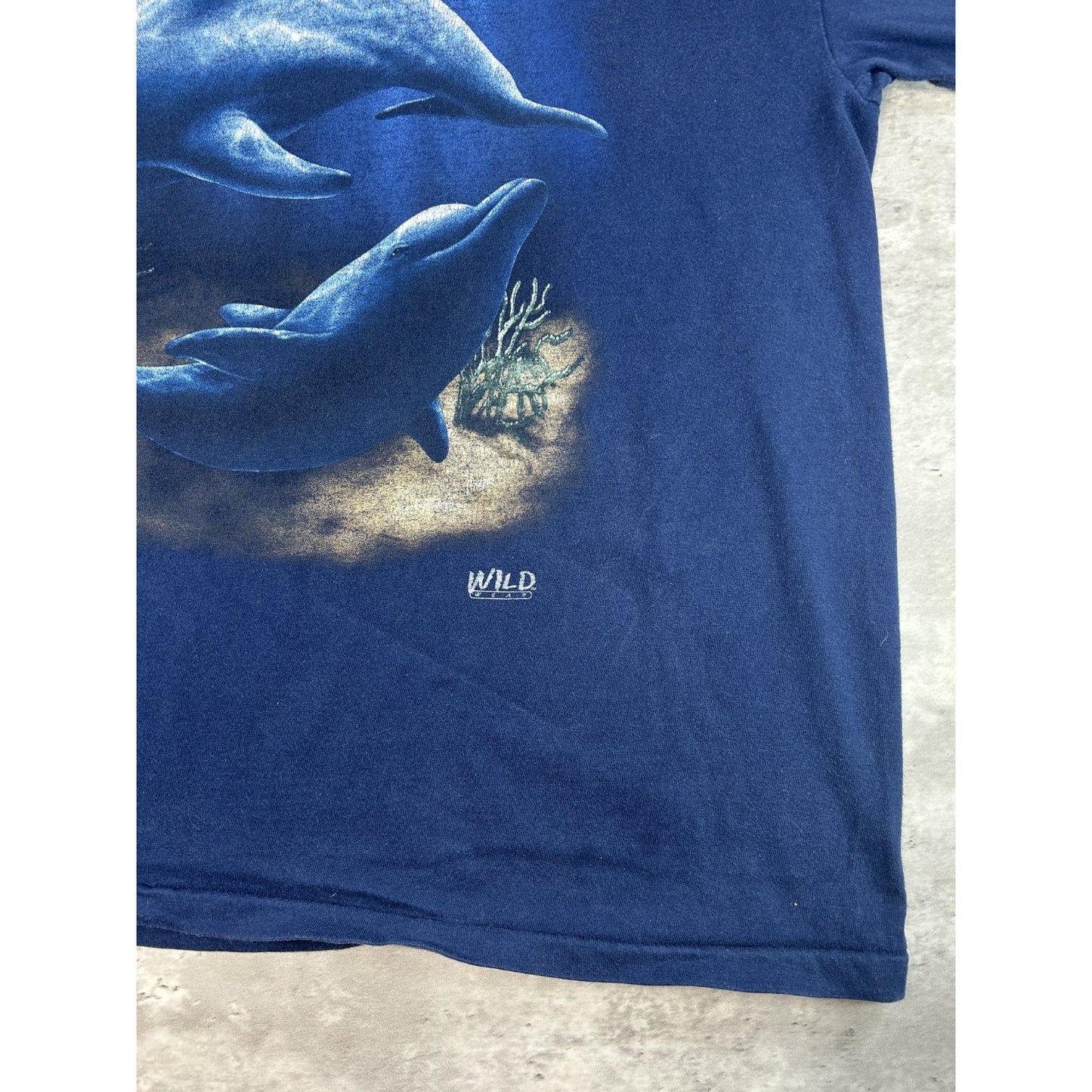 Vintage 90s Dolphin Ocean Animal Nature Graphic T-Shirt Size 2XL Blue