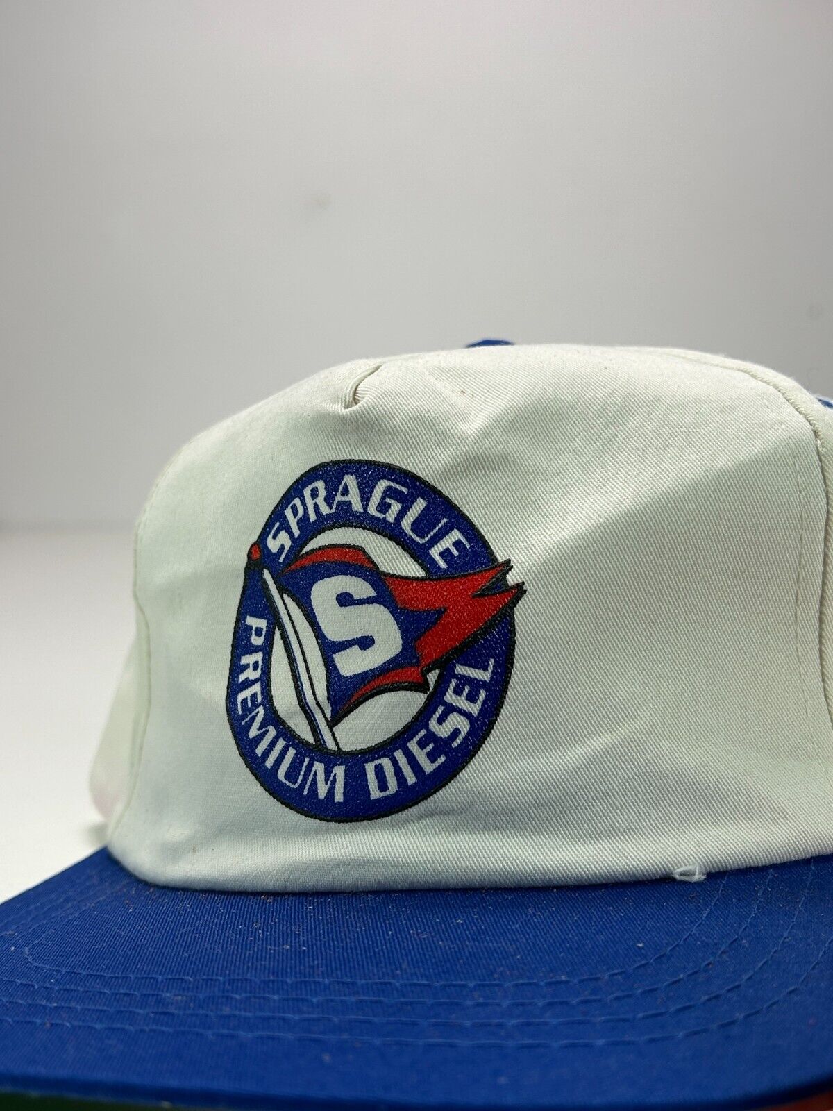 Vintage Sprague Premium Diesel Flag Graphic Two Tone Snapback Hat OSFA