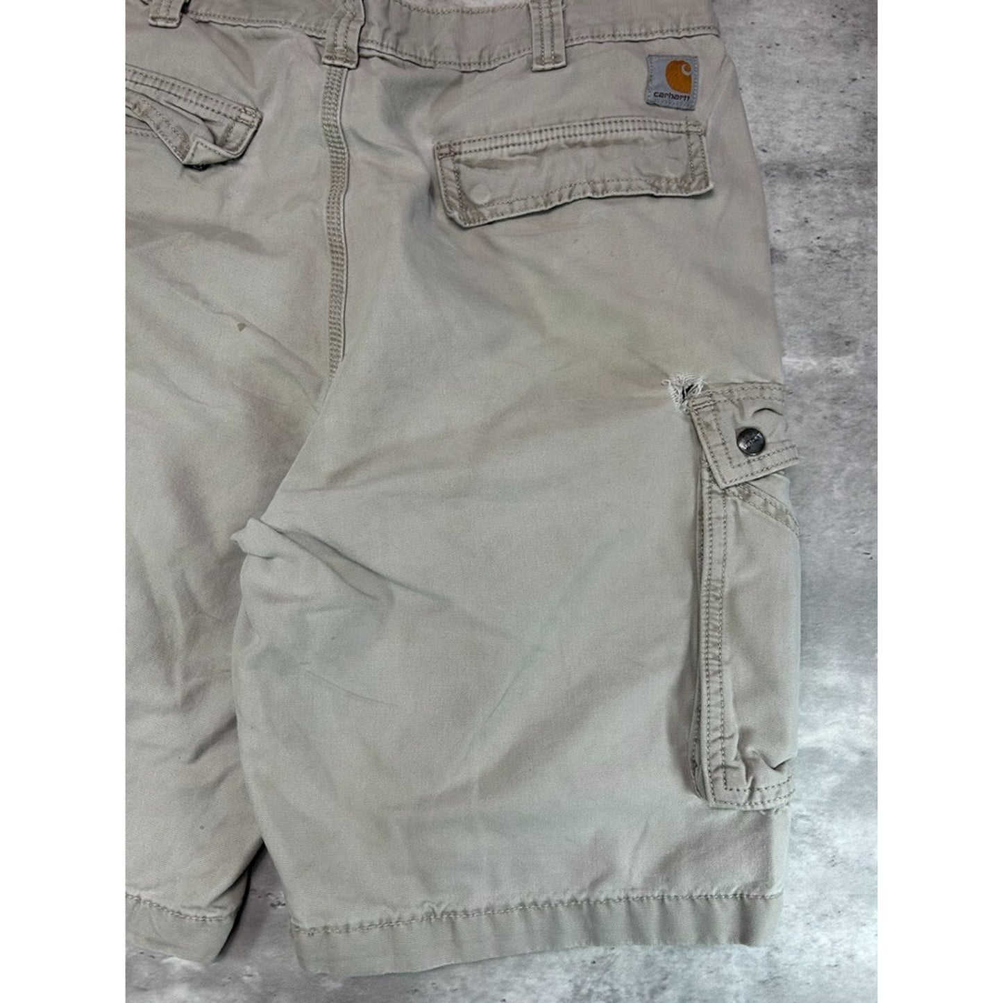 Carhartt Relaxed Fit Canvas Workwear Cargo Shorts Size 36 Beige