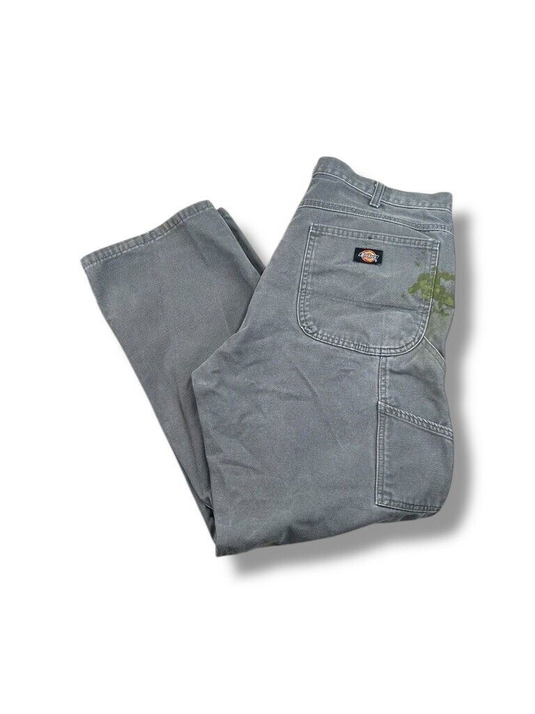 Dickies Canvas Workwear Double Knee Carpenter Pants Size 35 Gray