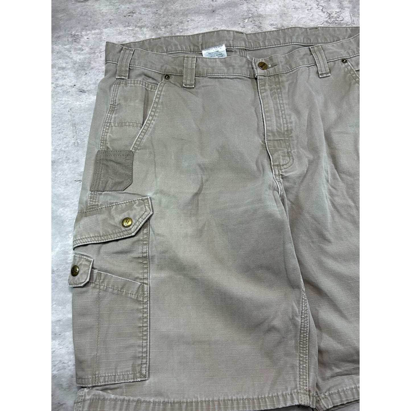 Vintage Carhartt Canvas Ripstop Workwear Cargo Shorts Size 40 Beige