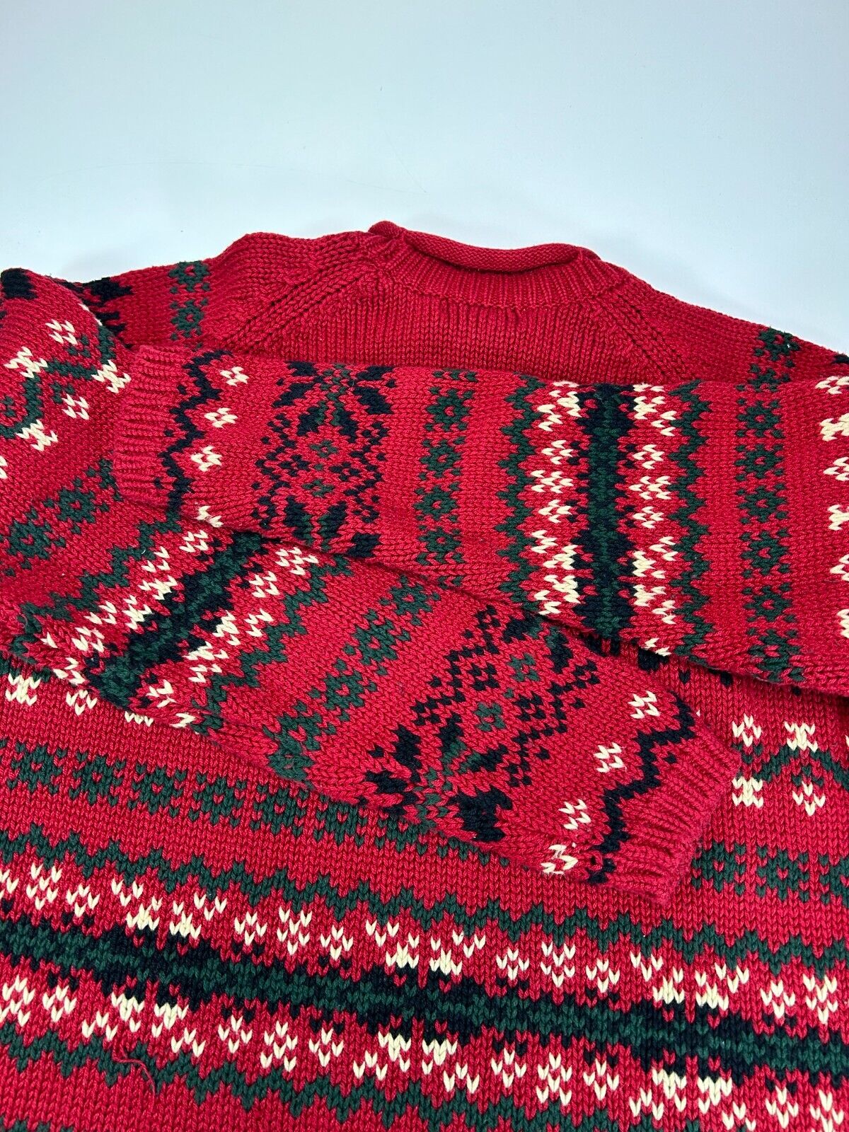 Vintage 90s Eddie Bauer Abstract Winter Pattern Mock Neck Knit Sweater Size Medium