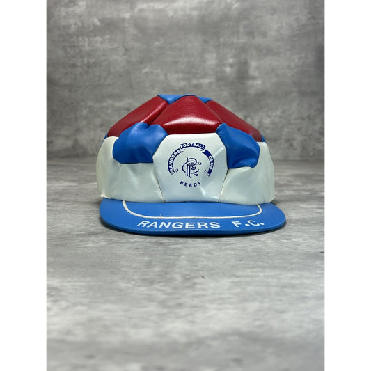 Vintage 90s Rangers F.C. Leather Soccer Ball Graphic Spellout Snapback Hat OSF