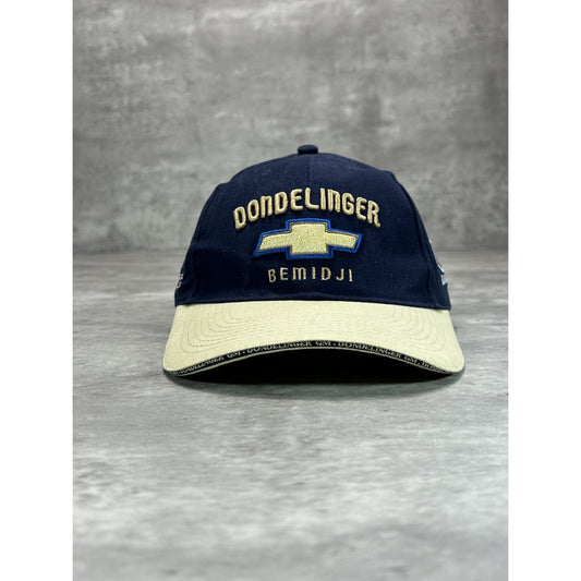 Vintage Chevrolet Dondelinger Embroidered Logo Two Tone Strapback Hat OSFA