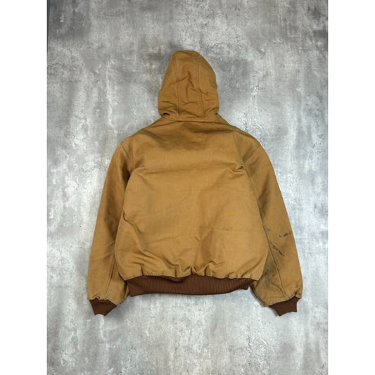 Vintage Carhartt Quilted Lined Canvas Workwear Hooded Active Jacket Size Large