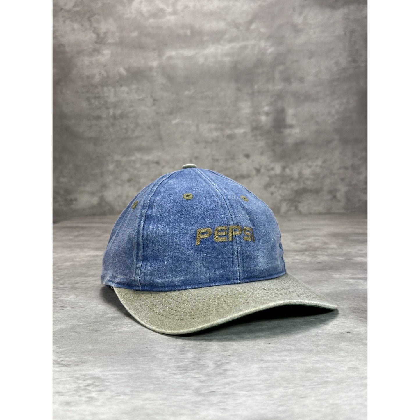 Vintage Pepsi Embroidered Spellout Two Tone Denim Snapback Hat OSFA