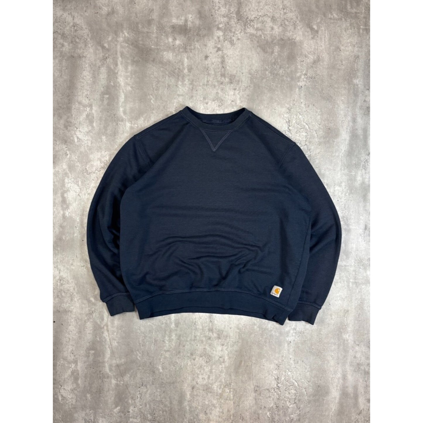 Vintage Carhartt Embroidered Patch Pullover Crewneck Sweatshirt Size Large Blue