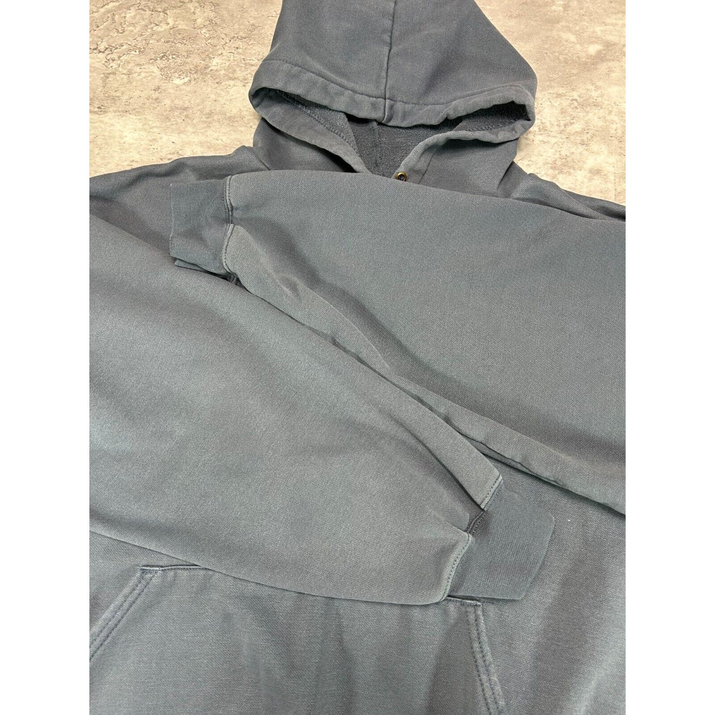 Vintage Carhartt Embroidered Logo Hooded Workwear Sweatshirt Size XL Blue