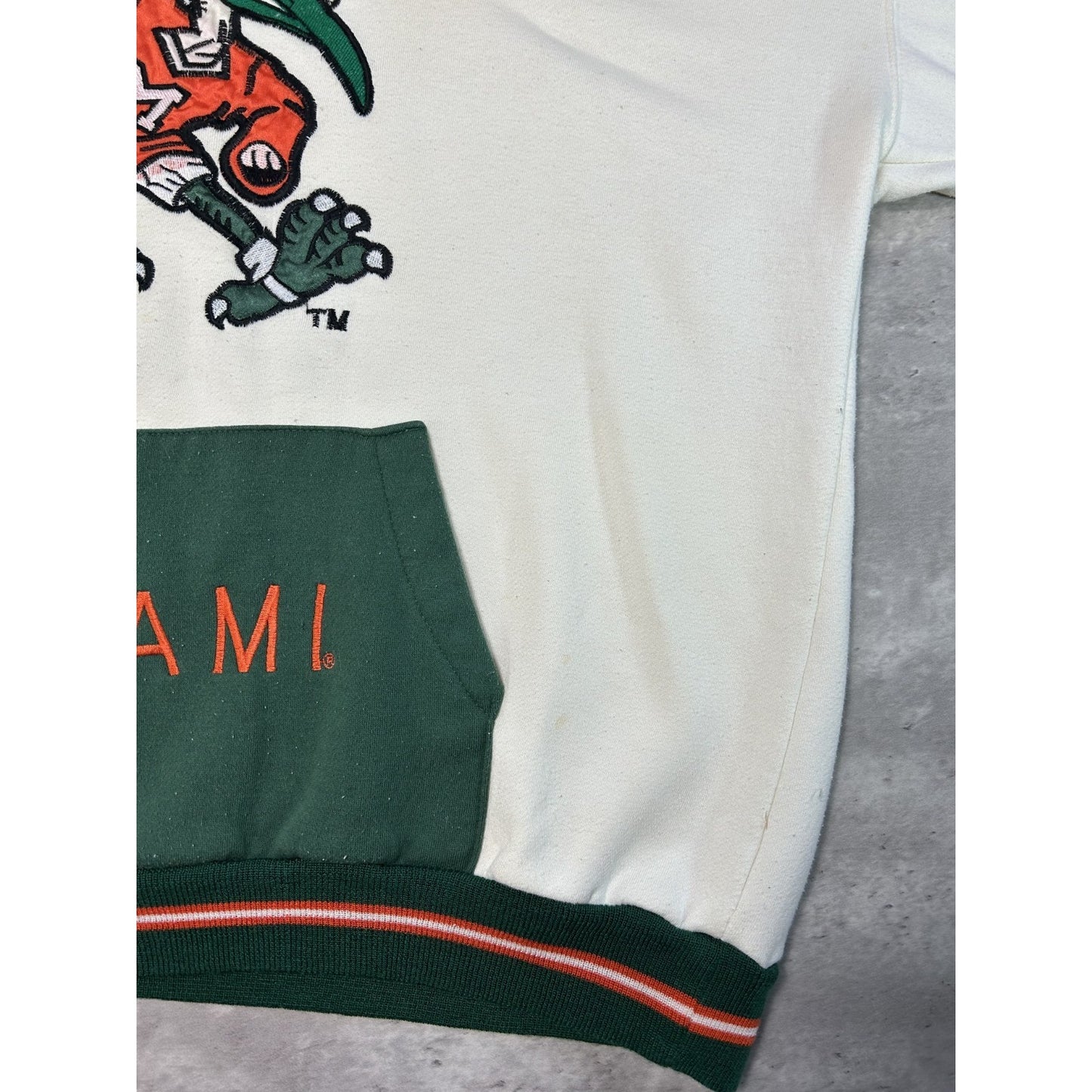 Vintage 90s Miami Hurricanes NCAA Starter Double Hood Sweatshirt Size XL