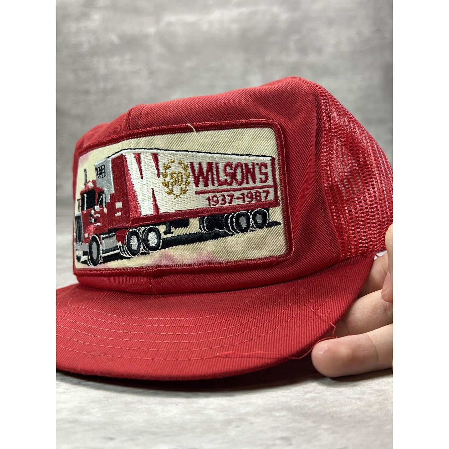 VTG 1987 Wilson Trucking 50th Anni Embroidered Patch Trucker Snapback Hat OSFA