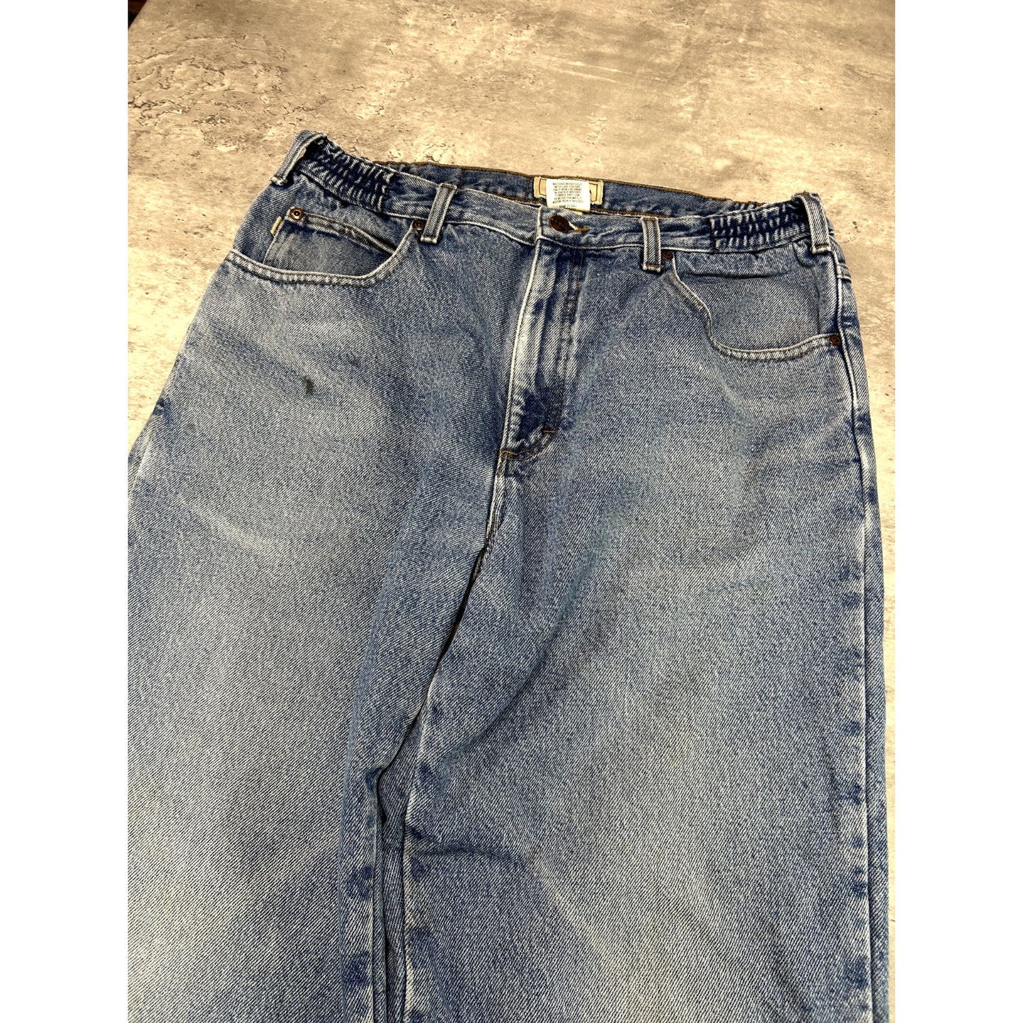 Vintage L.L. Bean Comfort Waist Plaid Line Light Wash Denim Pants Size 33 Blue